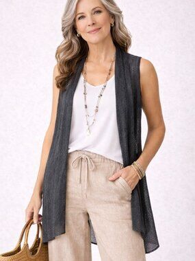 Eileen Fisher Open Front Loose Knit Cardigan